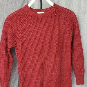 Zoey Chunky Knit Sweater with Criss cross sides size L Maroon